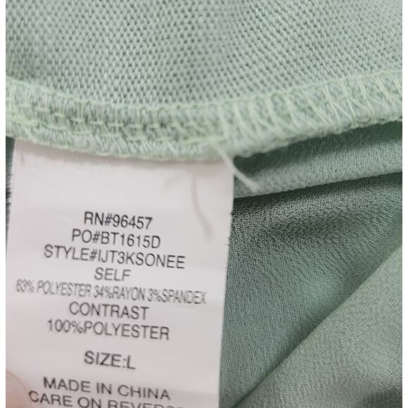 Eyeshadow Mint Green Slub Knit Button Up Shirt L Sheer Back Panel Long Sleeves - Picture 5 of 5